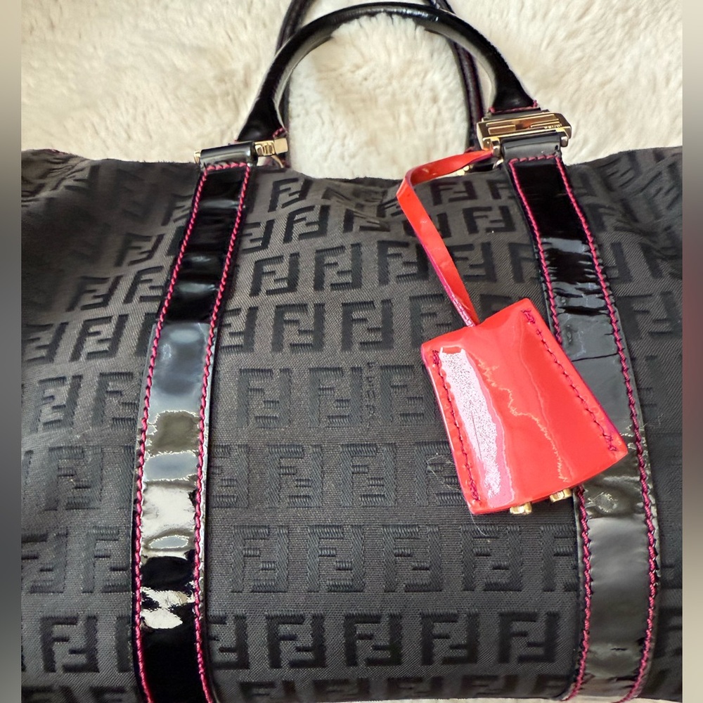 Fendi Monogram Vintage Bauletto Bag Hot Pink GUC Red Lock Key Clochette - Picture 3 of 13